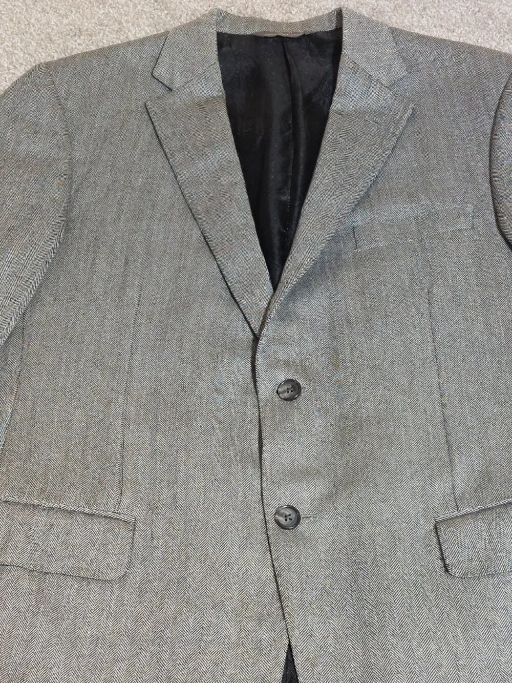 Loro Piana worsted cashmere Grey herringbone blazer Size 40R See Measurements