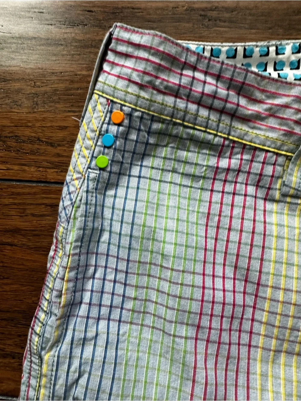 Robert Graham Blue Gray Plaid Chino Shorts - Men's Size 36 Preppy Colorful