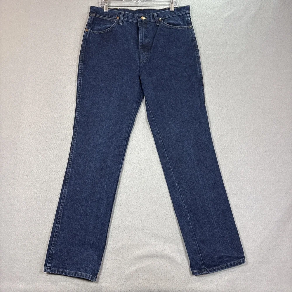 Wrangler 936DSD Men's Straight Slim Fit Dark Stone Denim Blue Jeans 35X34