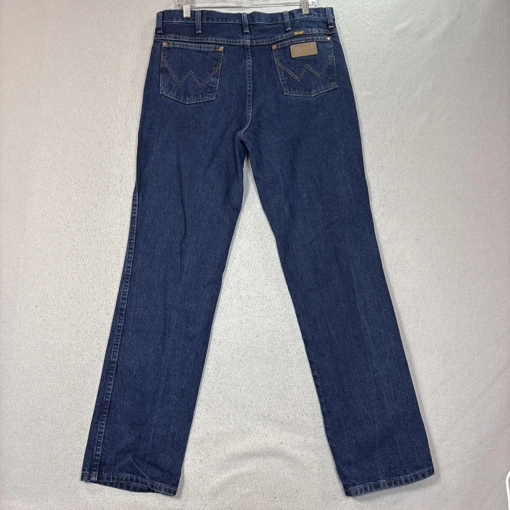 Wrangler 936DSD Men's Straight Slim Fit Dark Stone Denim Blue Jeans 35X34