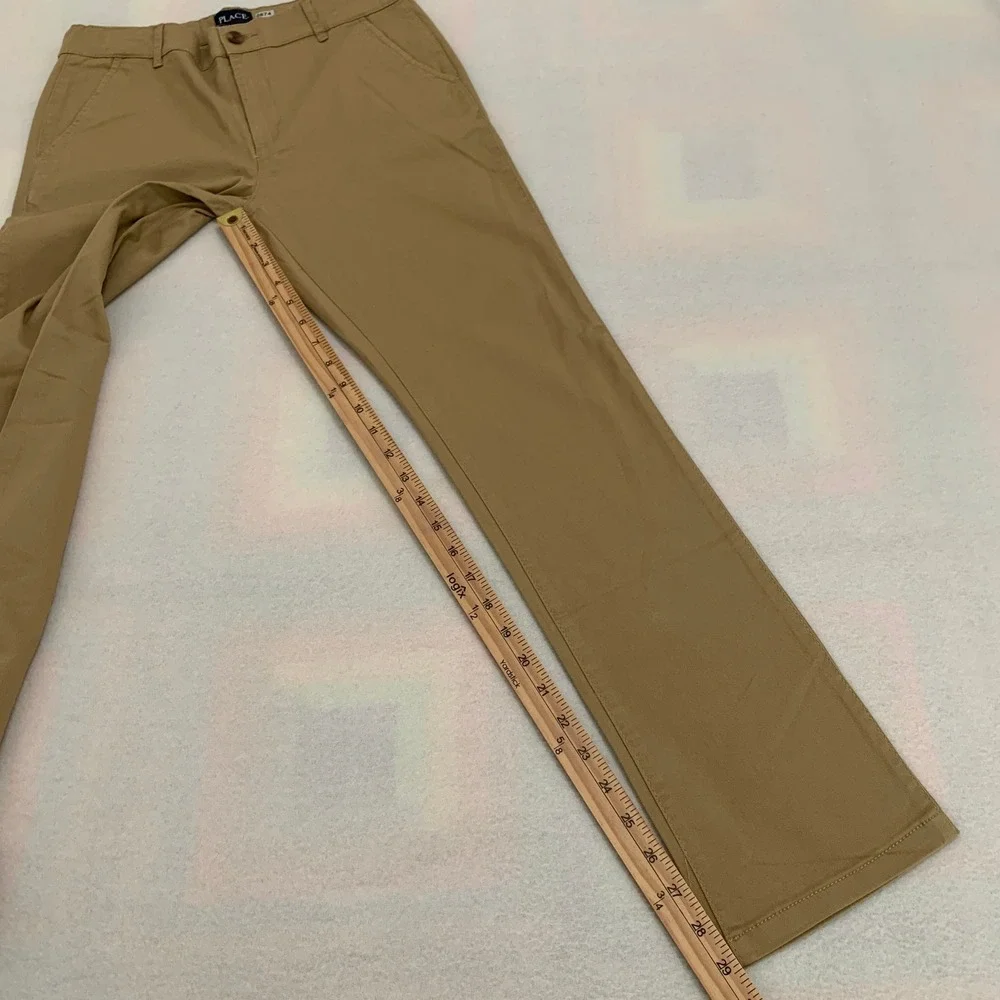 2-Pack The Children's Place Chino Pants BIG BOY Uniform 16 Tan Khaki Adjustable