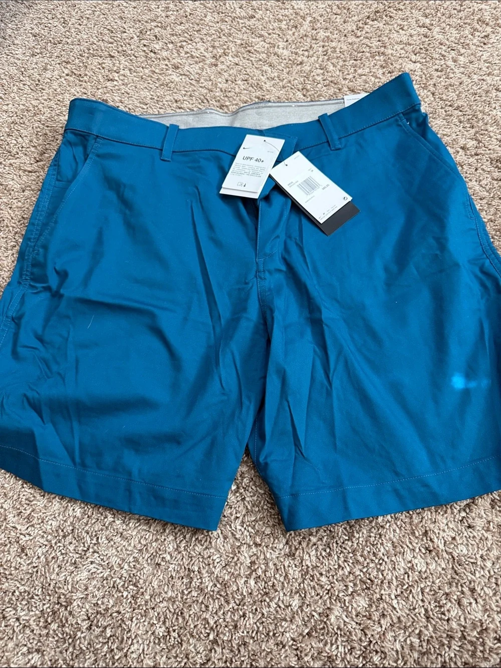 Nike Men's Teal Blue Flat-Front Shorts