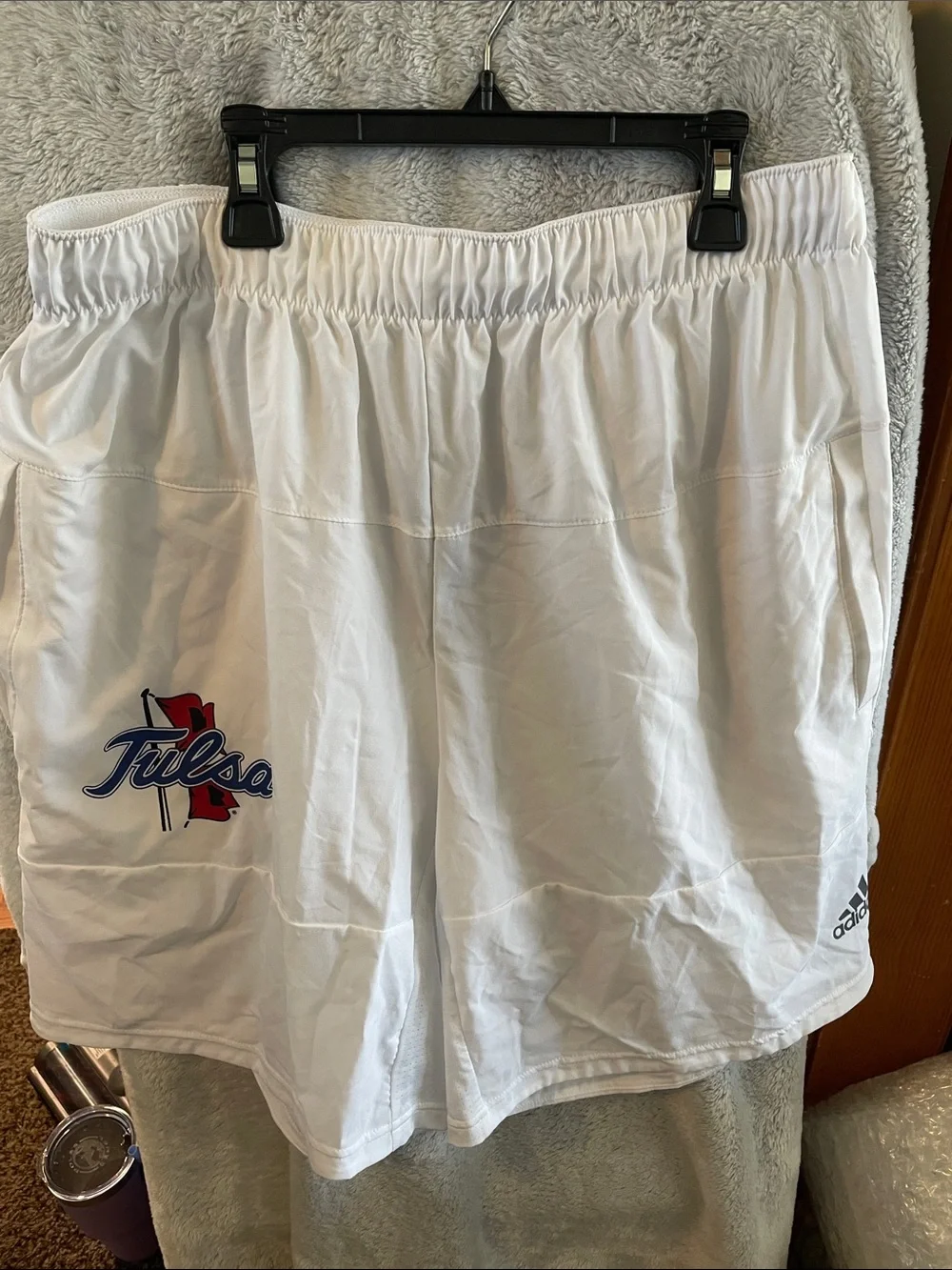 adidas White Tulsa Logo Athletic Shorts