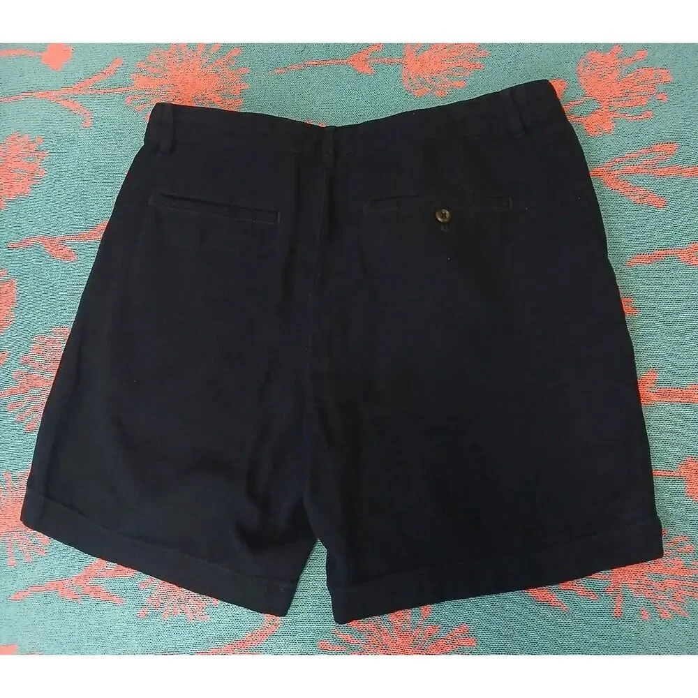 Banana republic mens size 31 linen cotton Bermuda shorts navy blue high rise