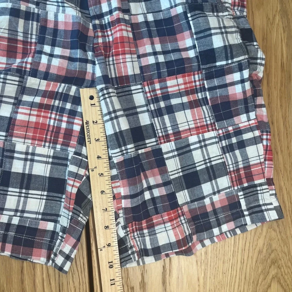 G.H. Bass Patchwork Plaid Shorts Mens 34 Red White Blue Preppy Summer Casual