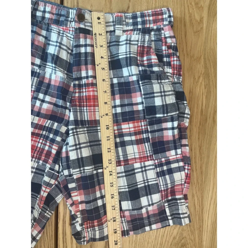 G.H. Bass Patchwork Plaid Shorts Mens 34 Red White Blue Preppy Summer Casual