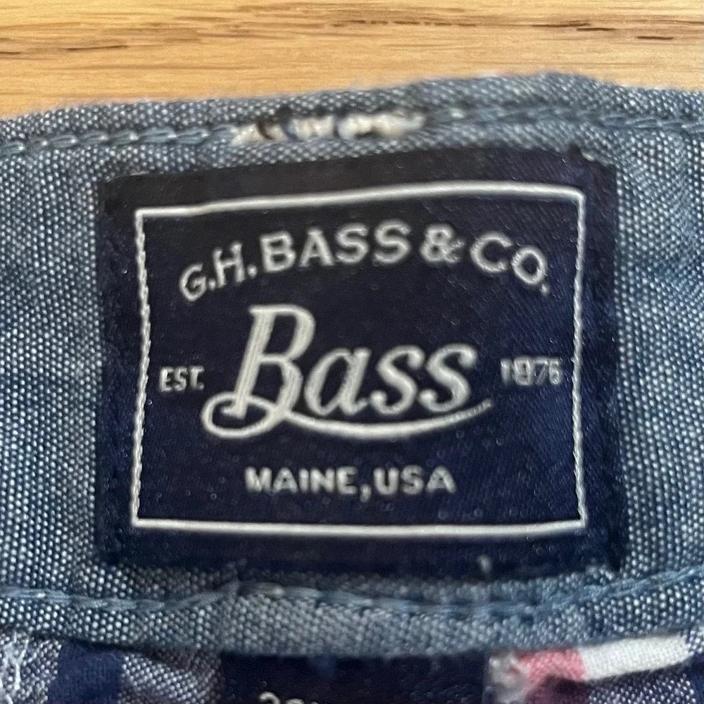 G.H. Bass Patchwork Plaid Shorts Mens 34 Red White Blue Preppy Summer Casual