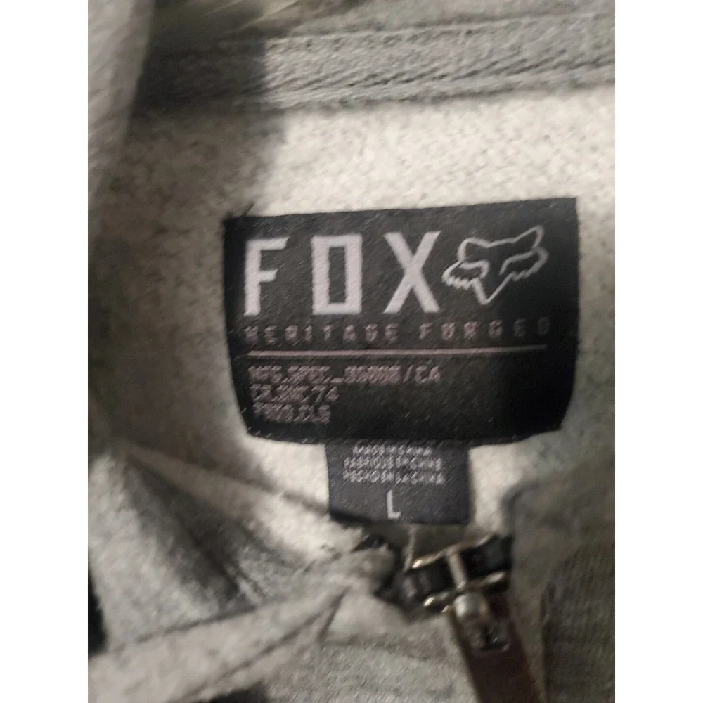 FOX RACING Heritage Forged Dinosaur Zip Hoodie Sweatshirt Grey Large