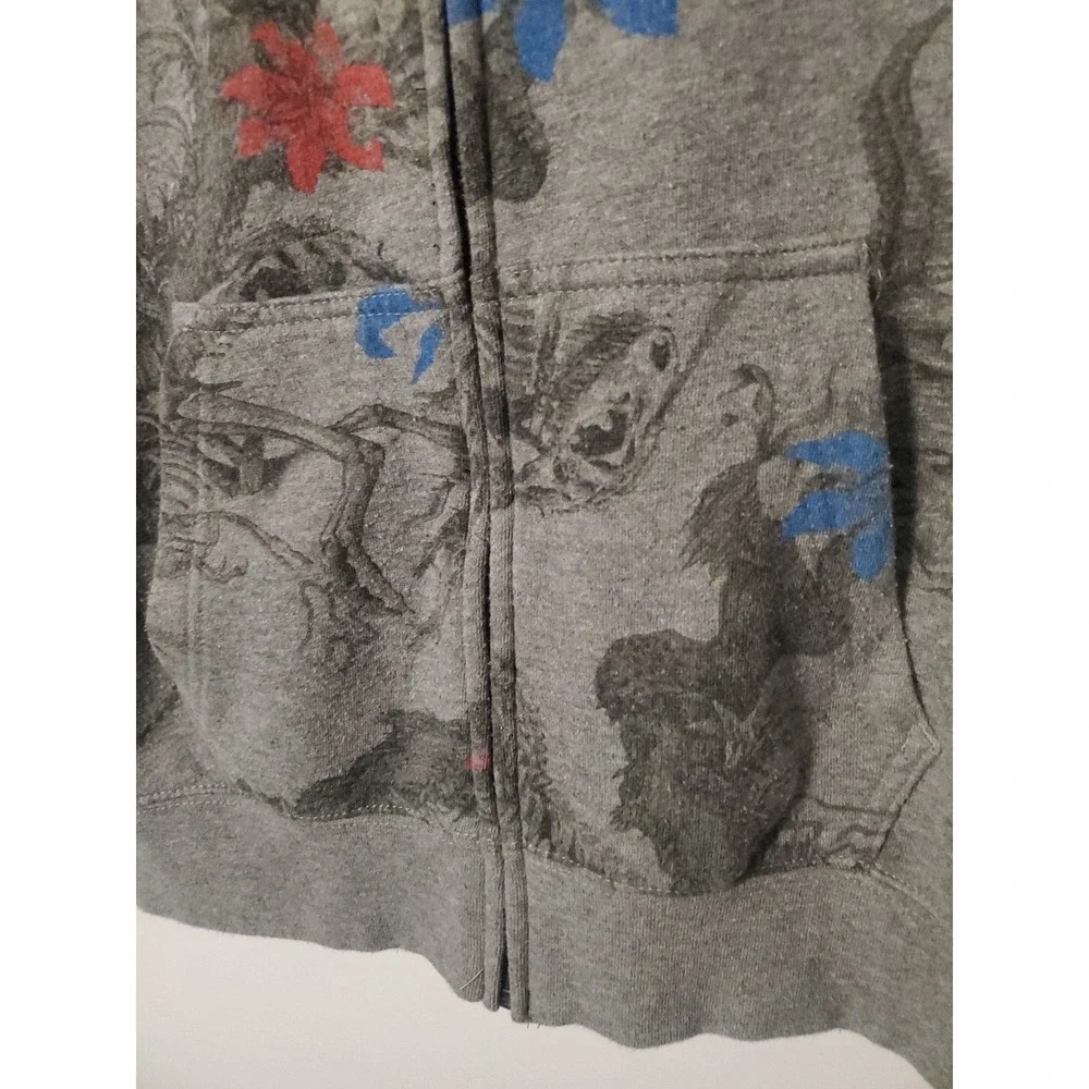 FOX RACING Heritage Forged Dinosaur Zip Hoodie Sweatshirt Grey Large