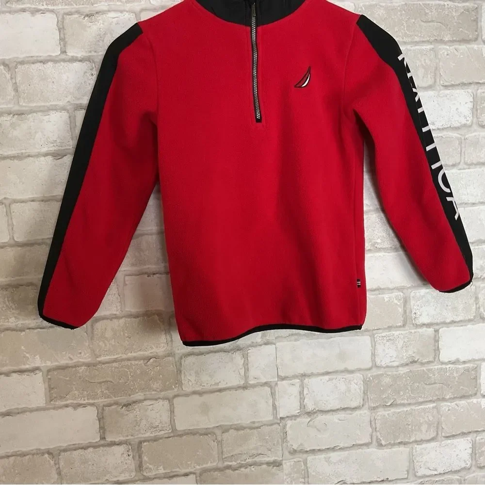 Nautica Kids Red & Black Quarter-Zip Sweater Size 7