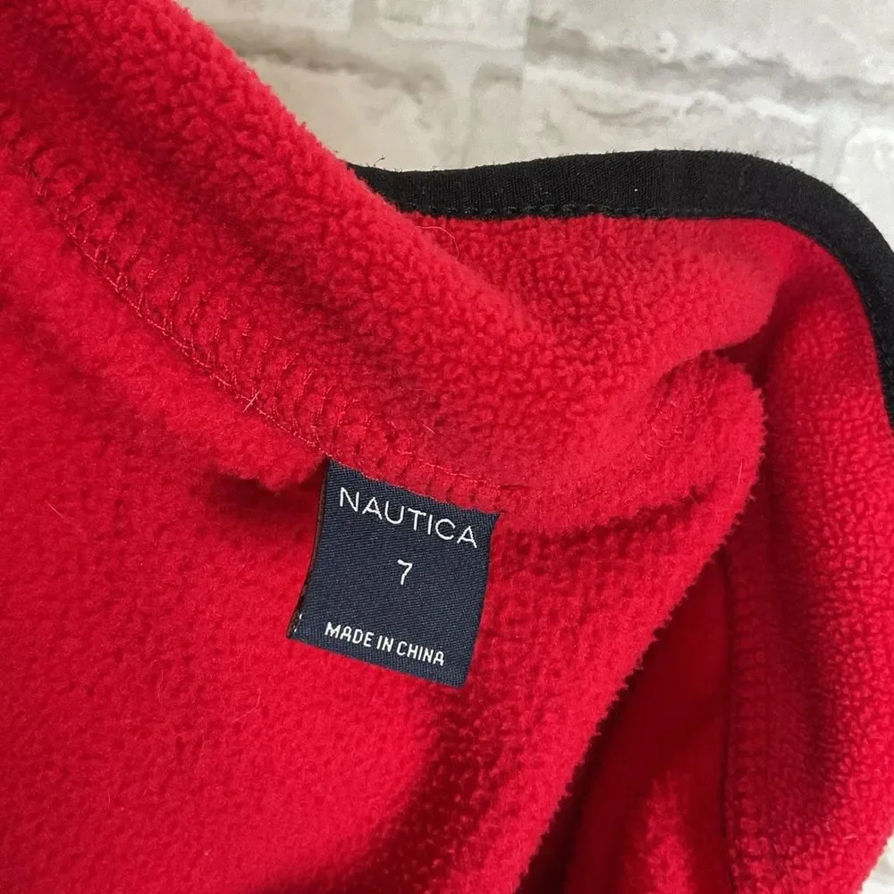 Nautica Kids Red & Black Quarter-Zip Sweater Size 7