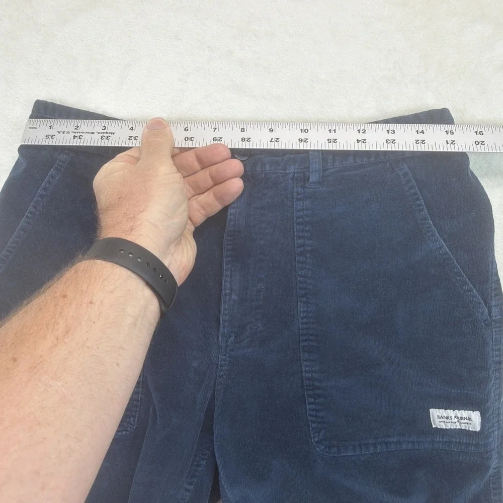 Banks Journal Corduroy Shorts Men's 34 Blue Stretch Casual Beach Skate Surf