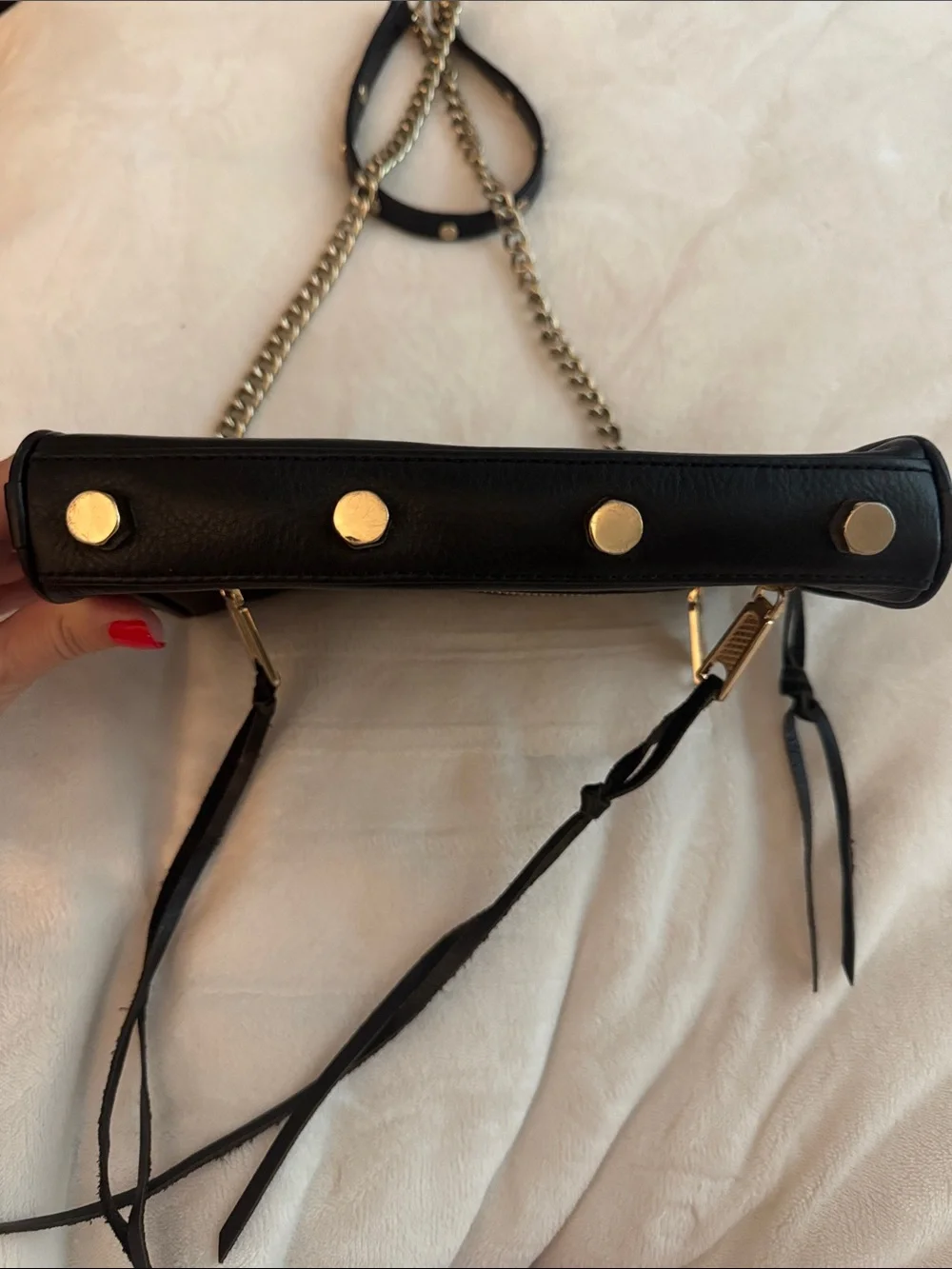 Rebecca Minkoff Black Leather Crossbody with Gold Hardware