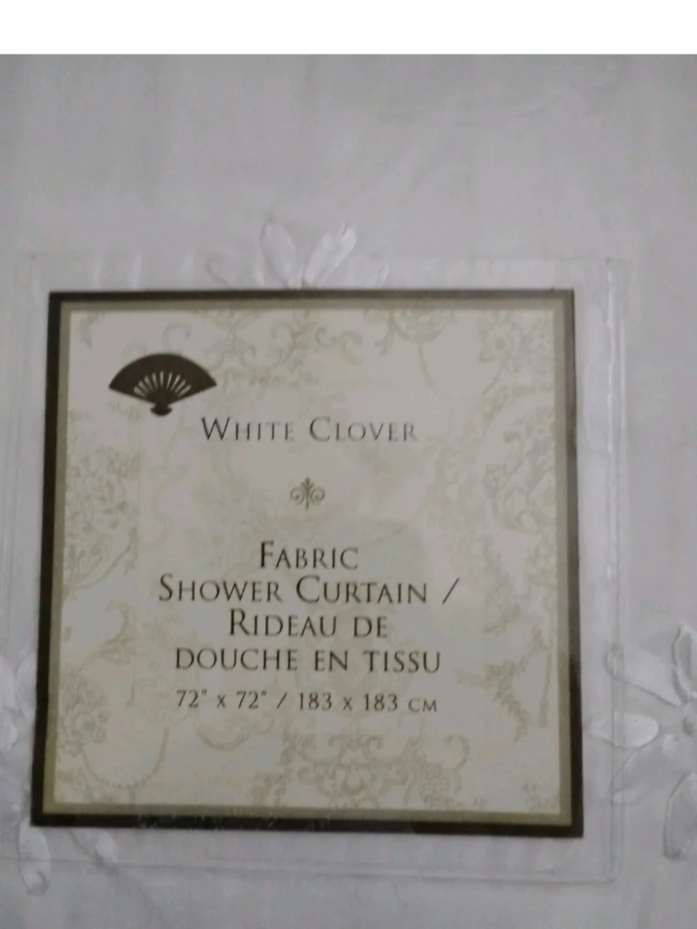 White Clover Fabric Shower Curtain White Cotton Blend Eyelet Pintuck NIP 72x72in