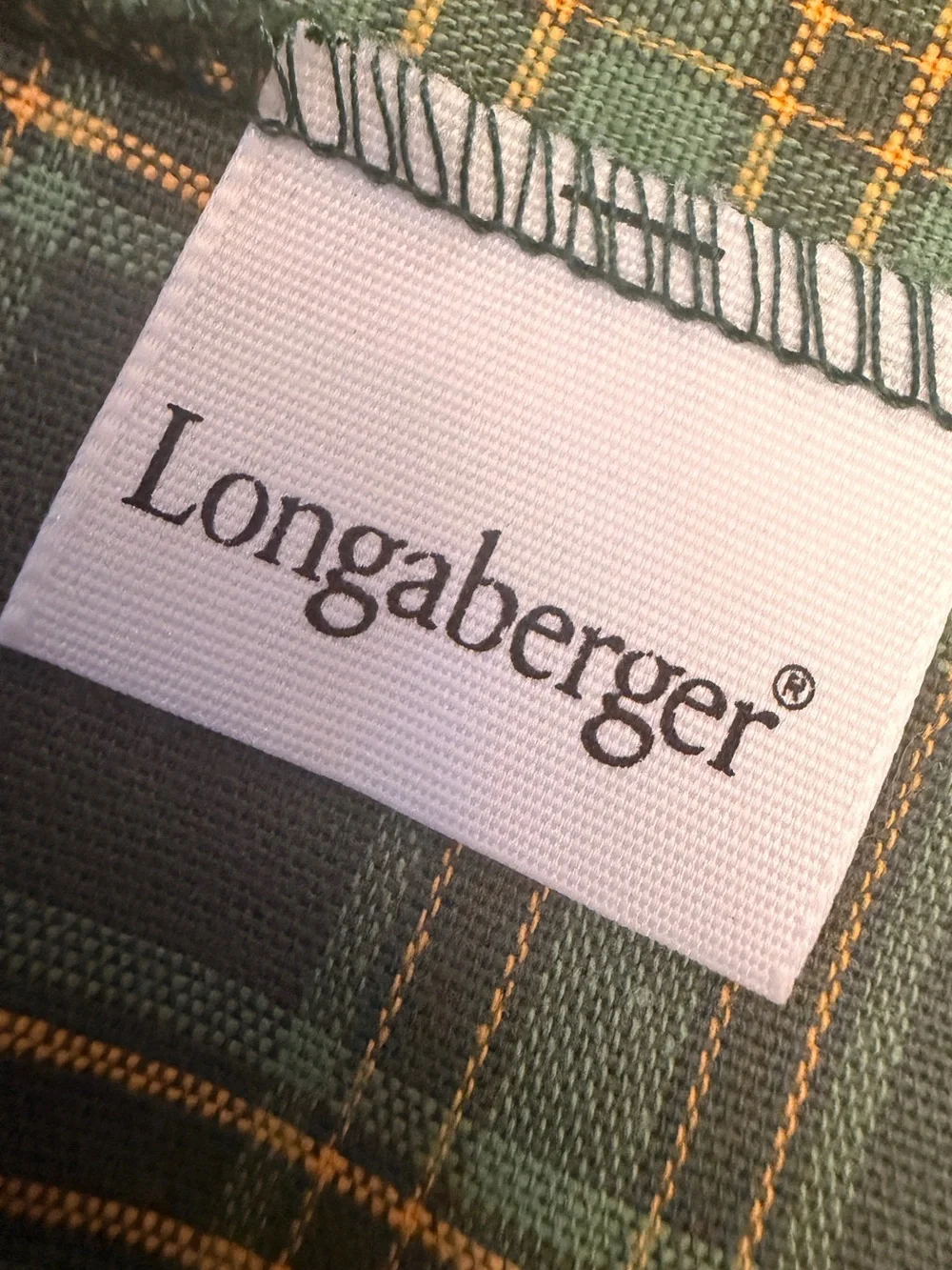 Longaberger Traditions Collection 1998 Hospitality Basket with Green Plaid Liner