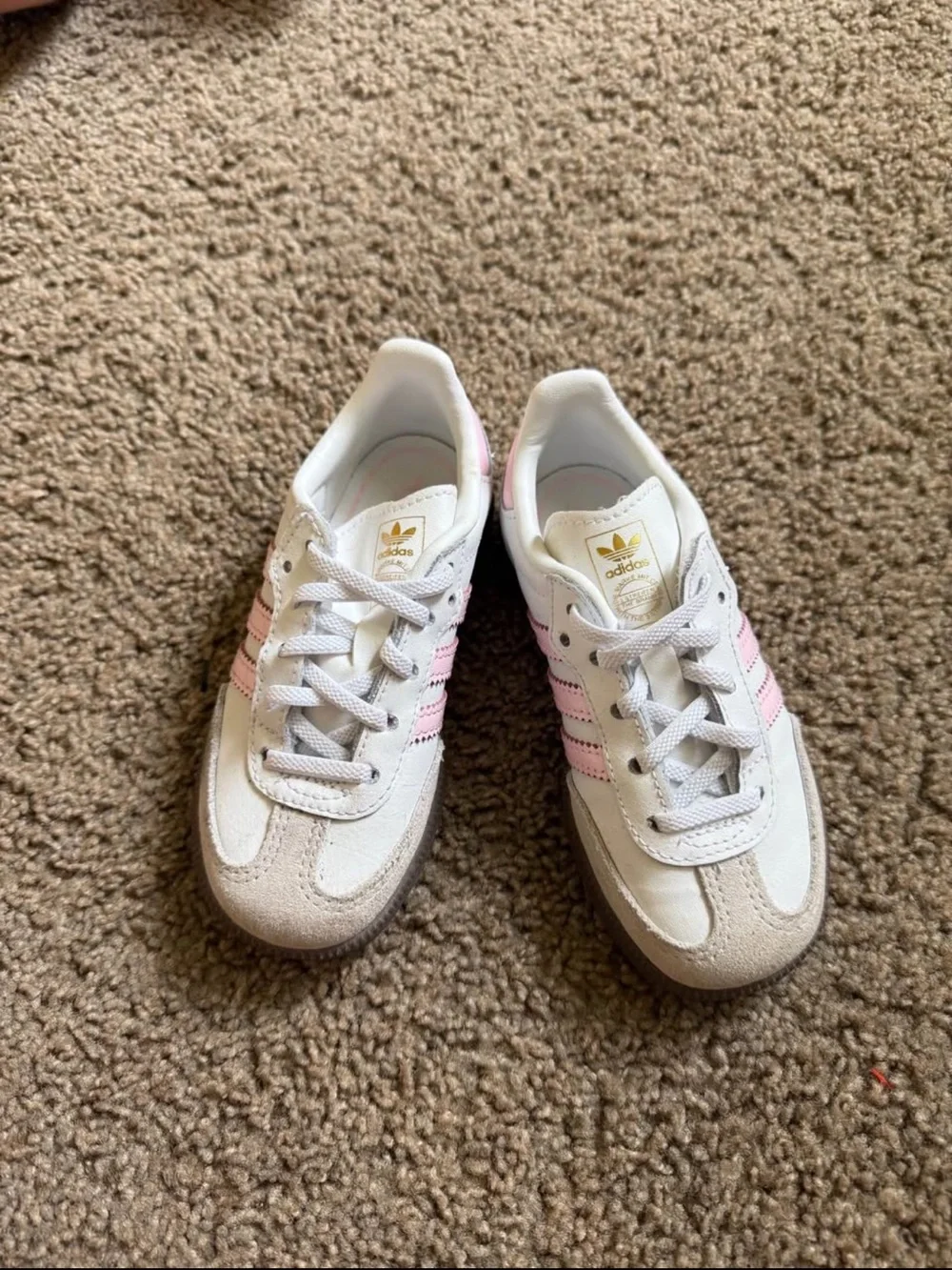 adidas Kids White & Light Pink Retro Trainer Sneakers