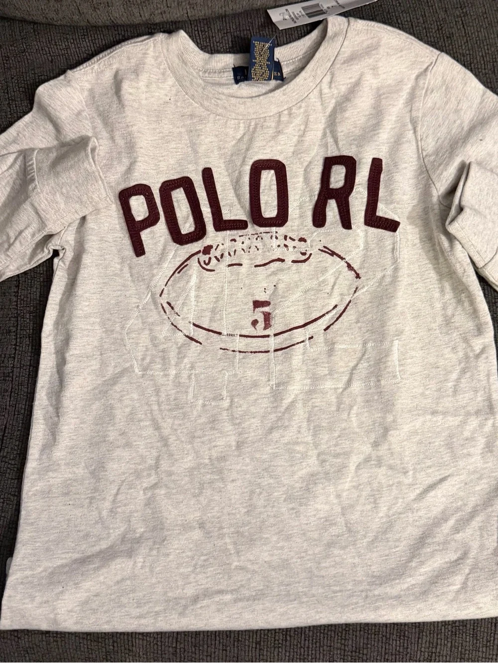 Polo by Ralph Lauren Cream Long-Sleeve Tee with Maroon Logo