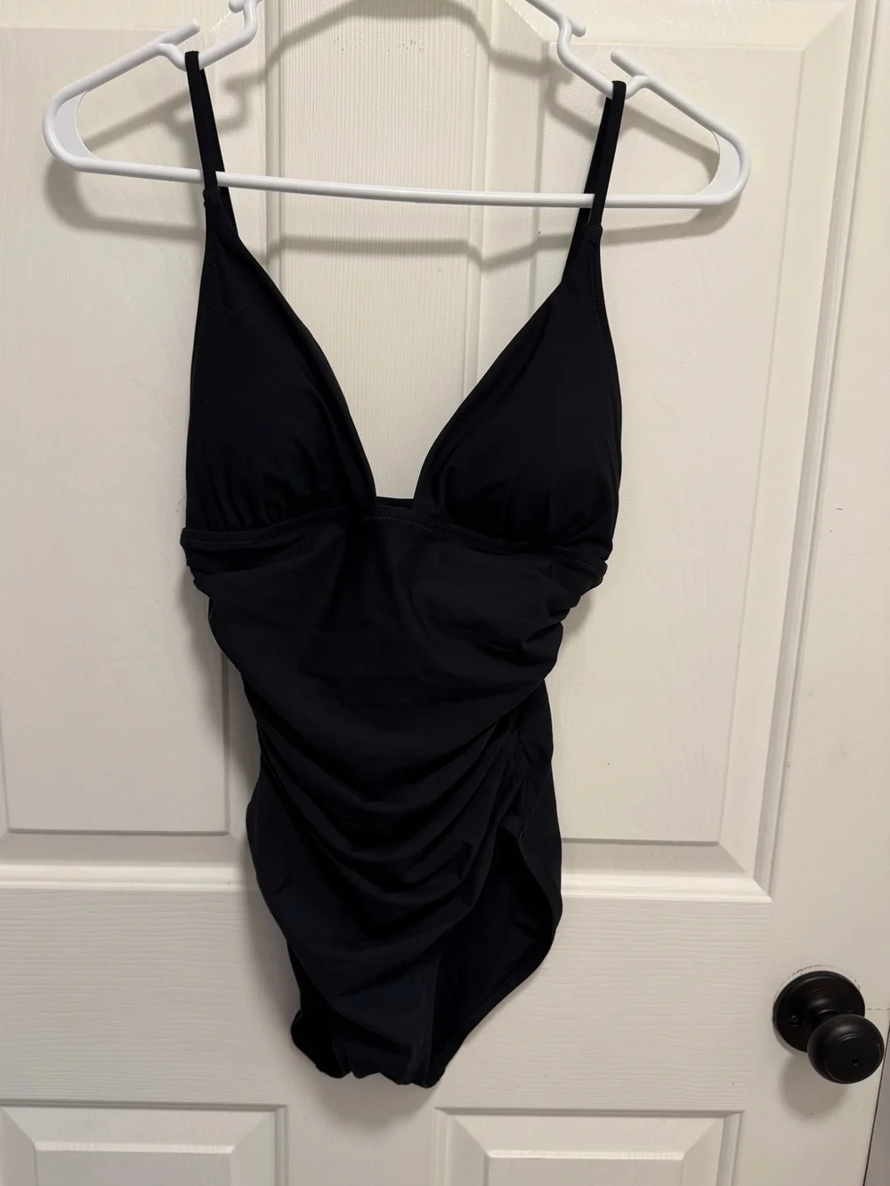 J.Crew Ruched V-neck one-piece Black Size 6