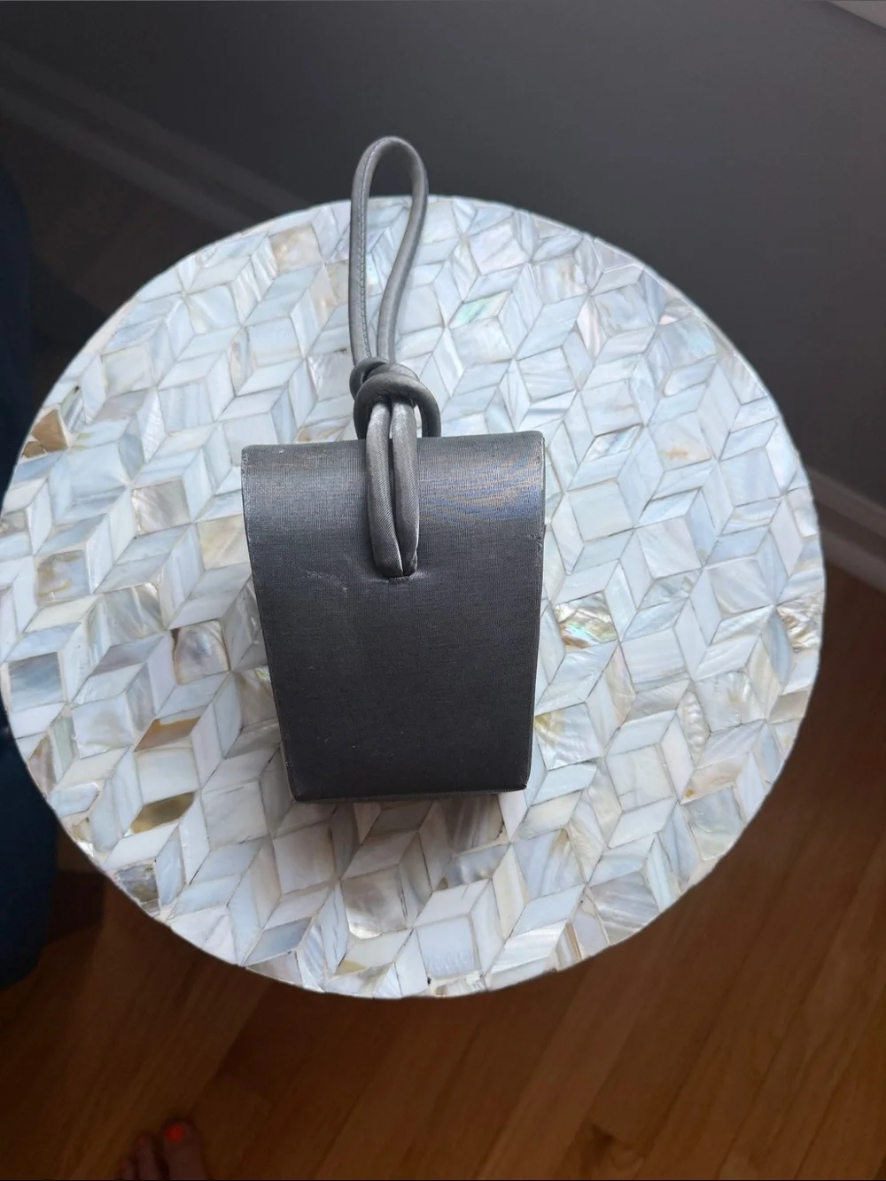 Minimalist Gray Leather Wristlet Strap