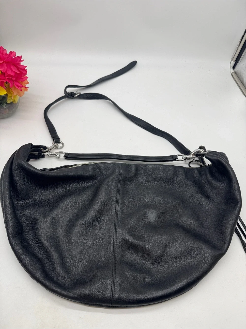 Rebecca Minkoff Large Black Pebble Leather Hobo Bag