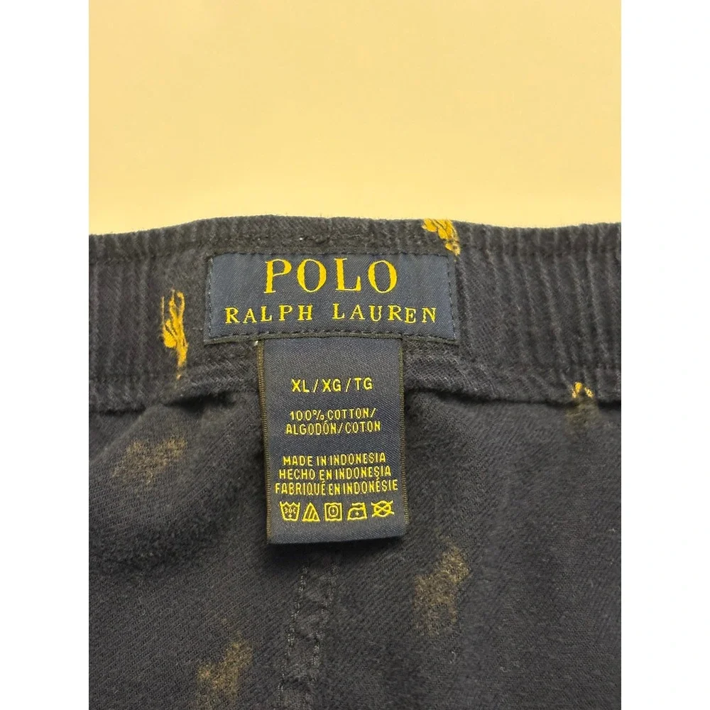 Polo Ralph Lauren Pajama Pants Mens XL Navy Blue Yellow Pony Print Cotton