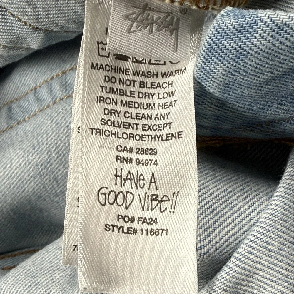 Stussy Relaxed Fit Light Wash Denim Jeans Mens 32 Baggy Skate Grunge Distressed