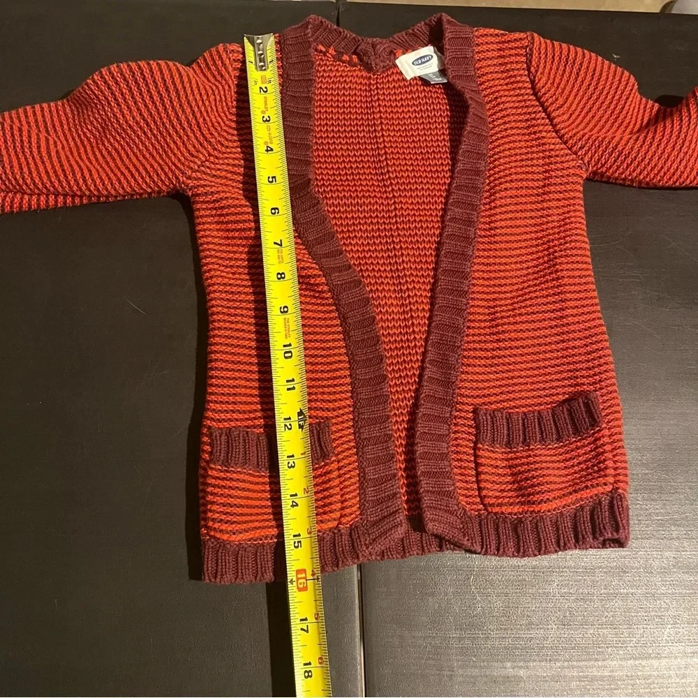 Old Navy Open-Front Long Cardigan Sweater Toddler Girls Red Striped Size 3T