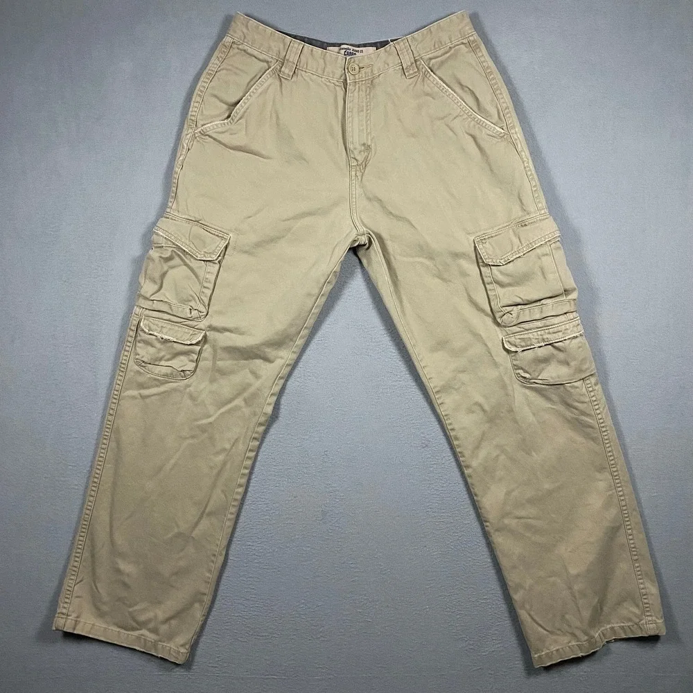 Wrangler Jeans Co Mens 29x30 Tan Khaki Cargo Pants Straight Leg‎ 70FPWCA Cotton