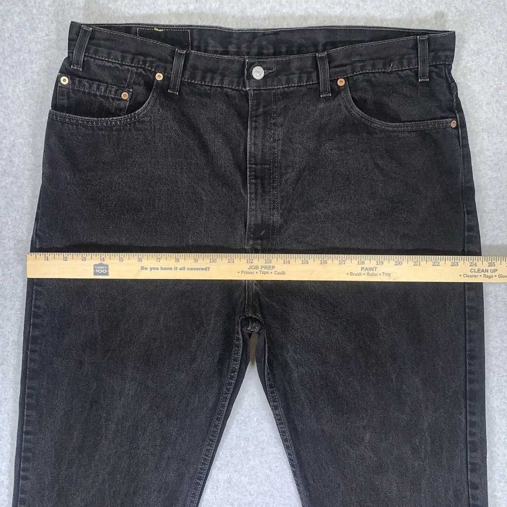 Vintage Levi's 505 Black Jeans 90's Made in USA Regular Fit Straight Leg 42x32