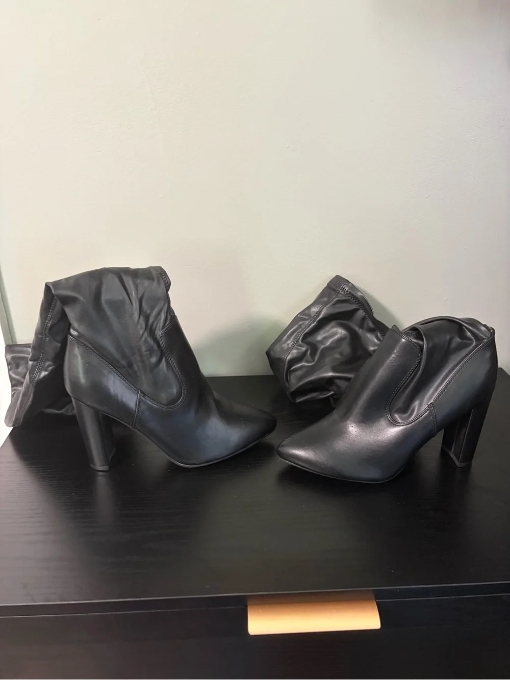 Temptations Black Over-the-Knee High Heel Boots