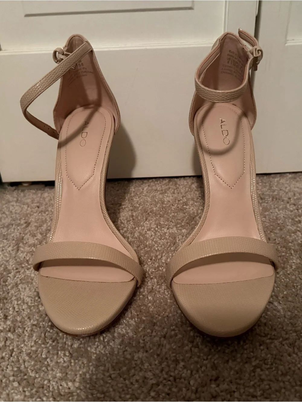 ALDO Beige Ankle-Strap Block Heel Sandals