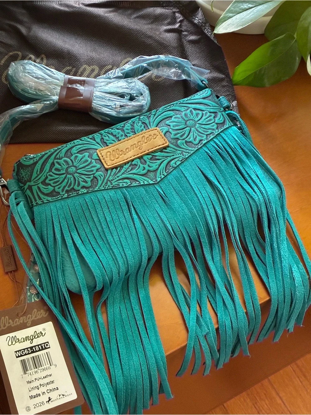Wrangler teal wristlet