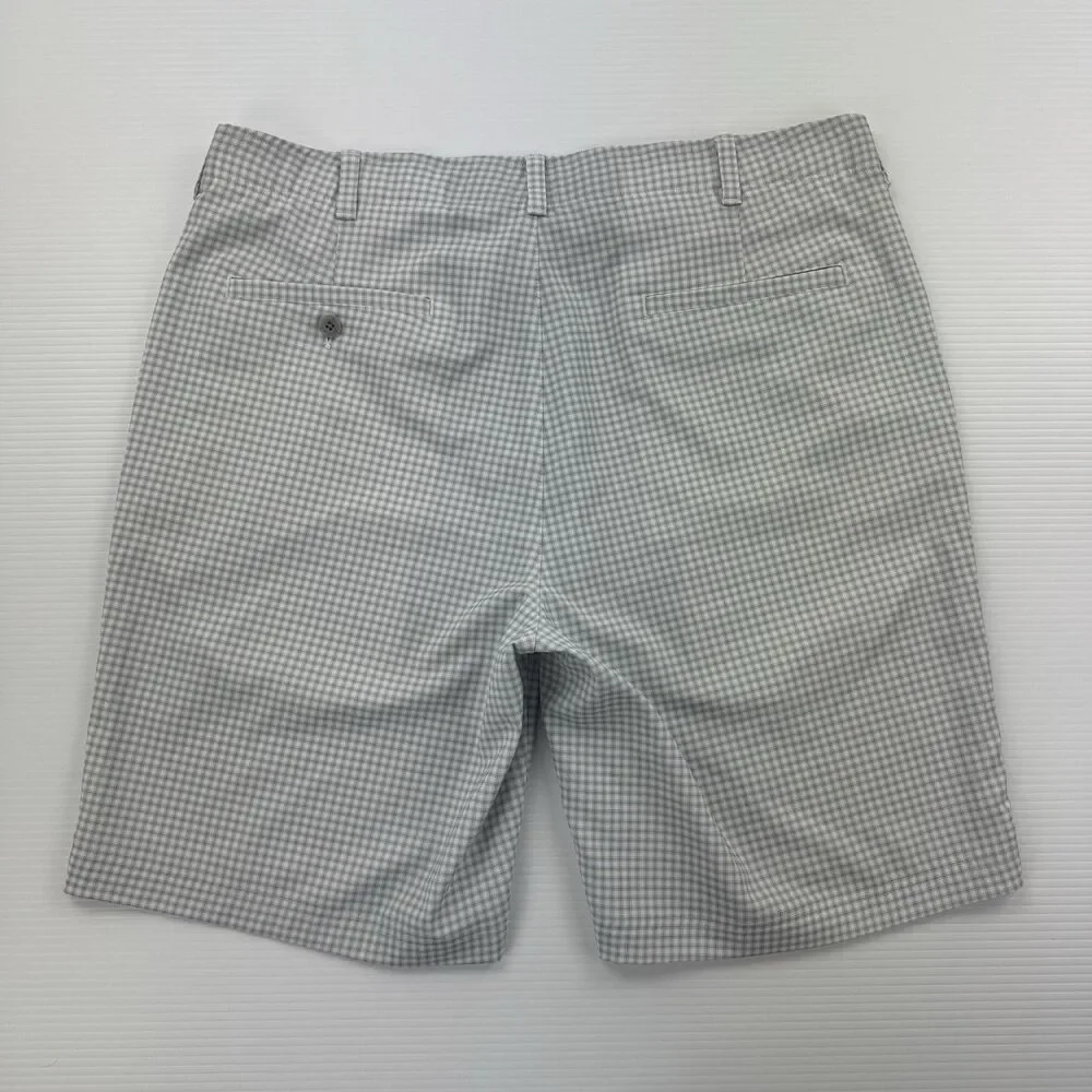 Mens Plaid Golf Shorts 38 Green Gray Performance Stretch Casual Ben Hogan