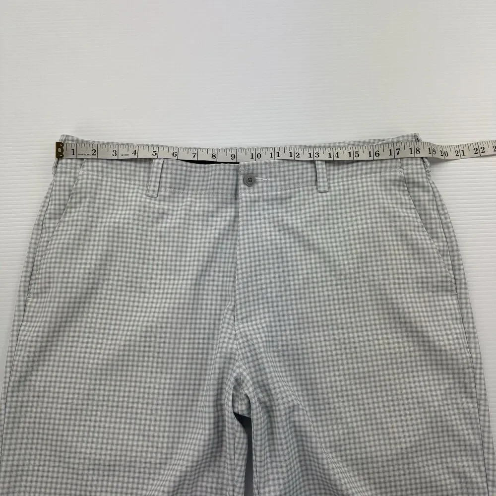 Mens Plaid Golf Shorts 38 Green Gray Performance Stretch Casual Ben Hogan