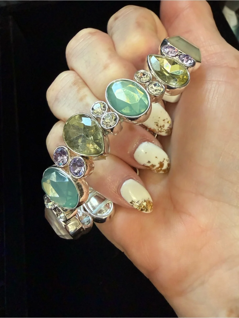 Multi-Stone Fashion Bracelet in Green, Pink and Yellow - Women's Jewelry