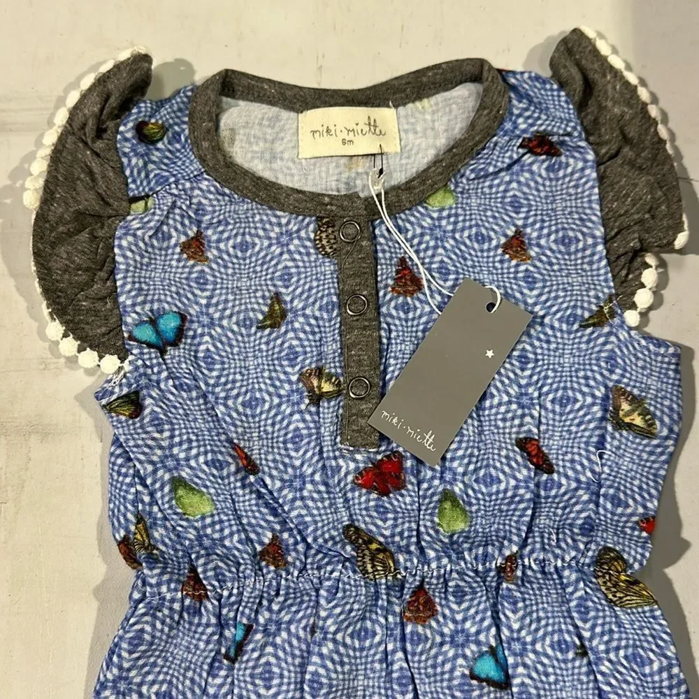 New Miki Miette Madhatter Butterfly Romper 6 mo