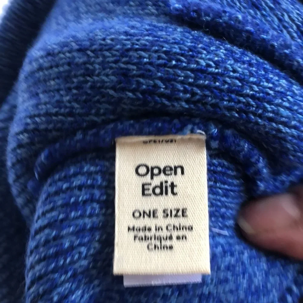 Open Edit Marled Recycled Blend Beanie NWT Blue Combo