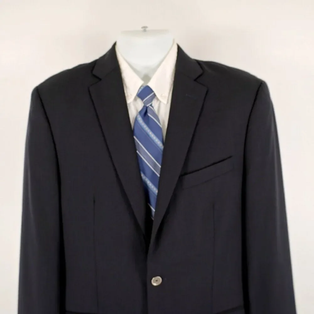 Calvin Klein Wool Navy Blue 38L 2 Silver Button‎ Blazer Or Slim Fit 40L