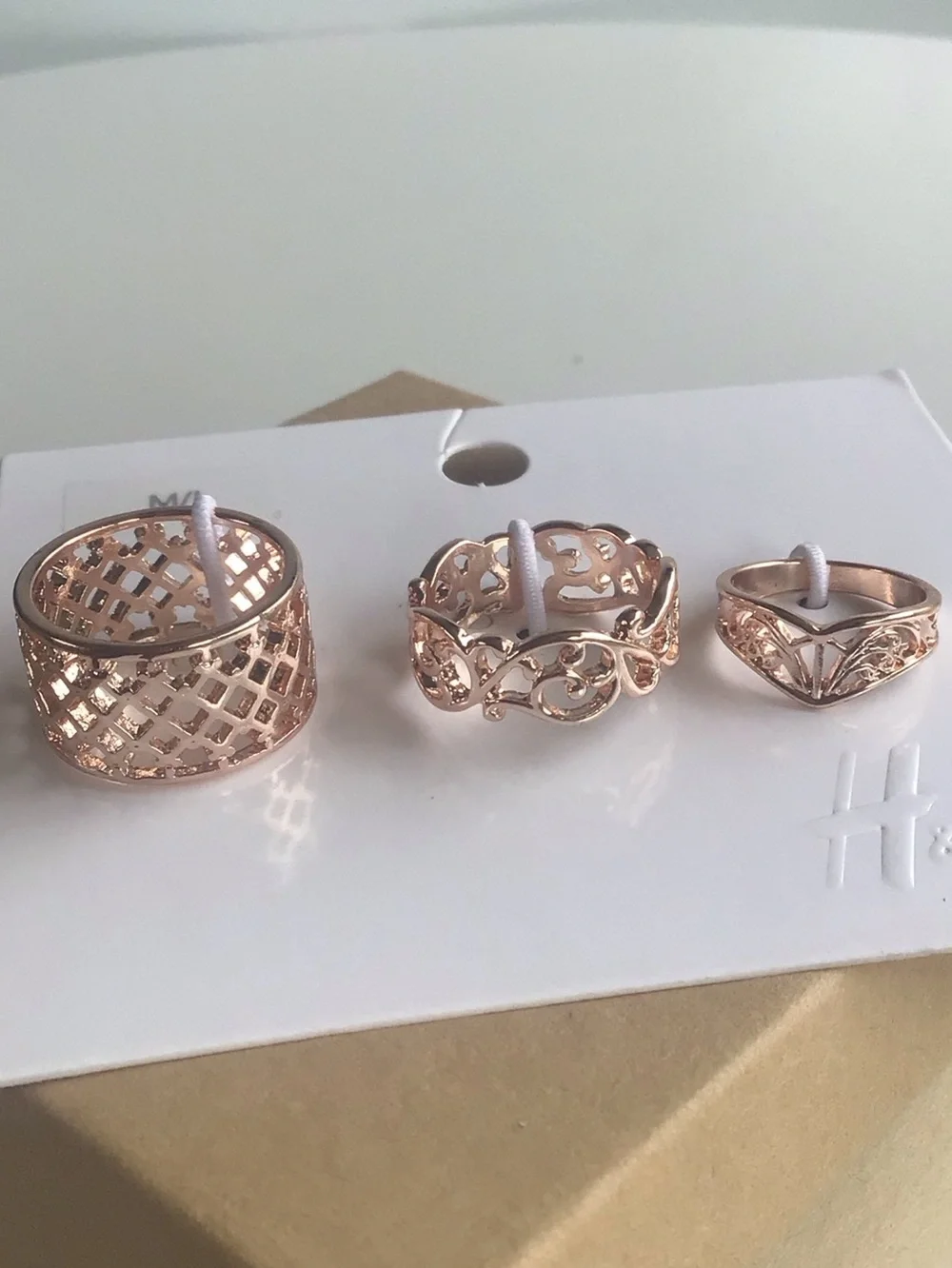 Rose gold tone rings 3 pack set
