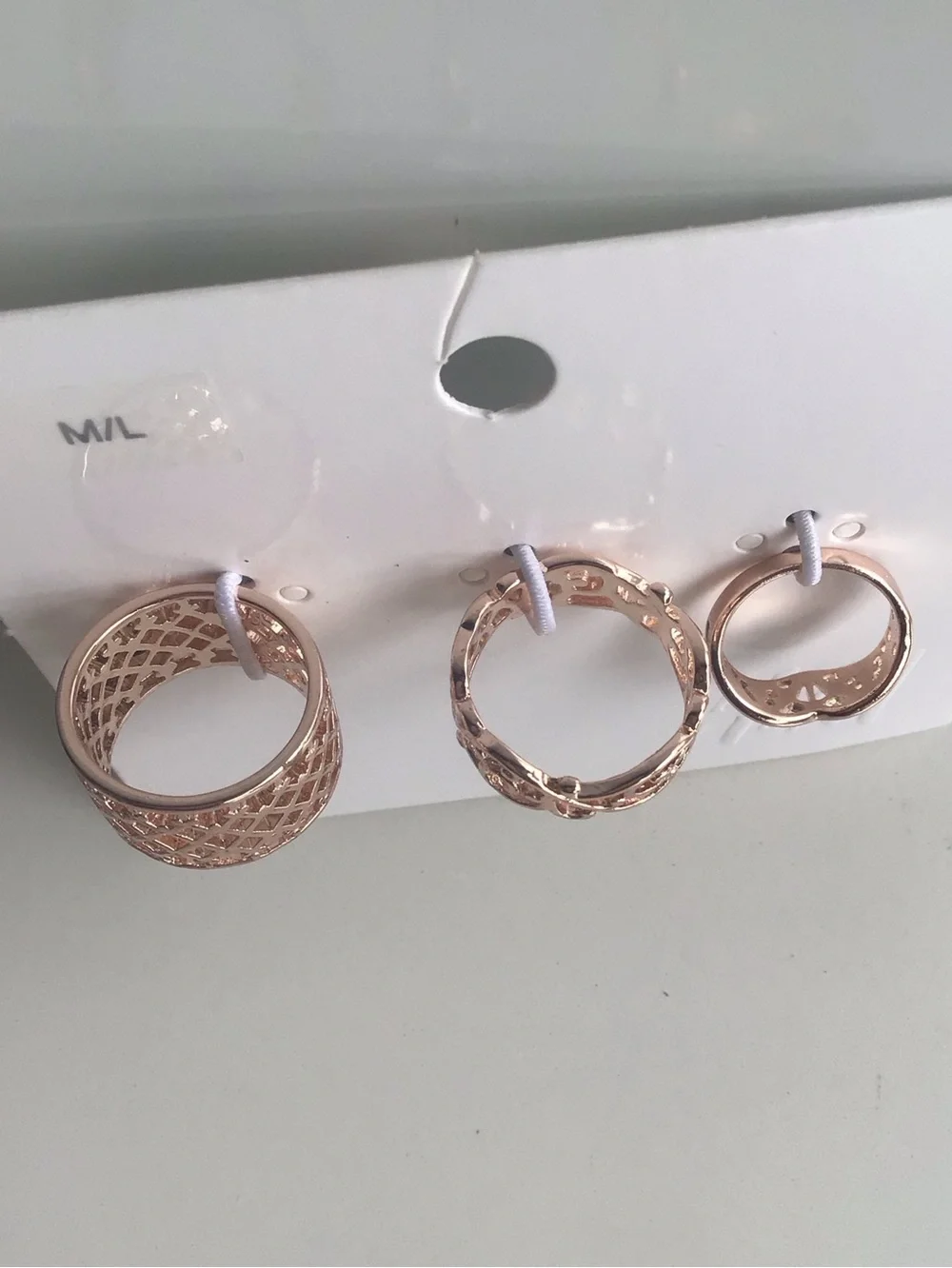Rose gold tone rings 3 pack set