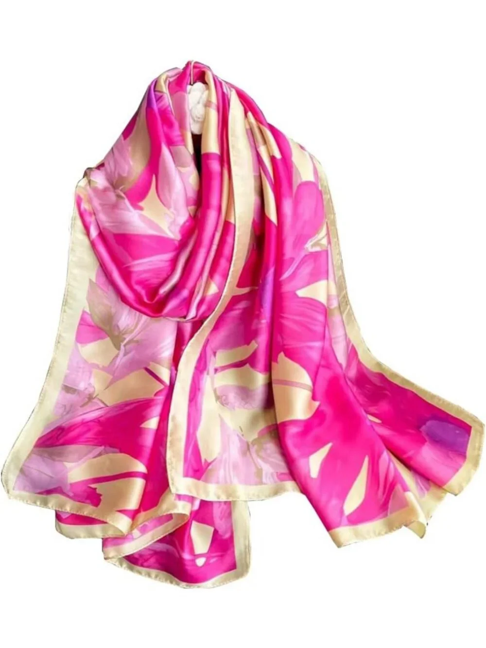 Luxury Oversized Silk Scarf - Lightweight Satin Shawl Wrap for Fashionable Style