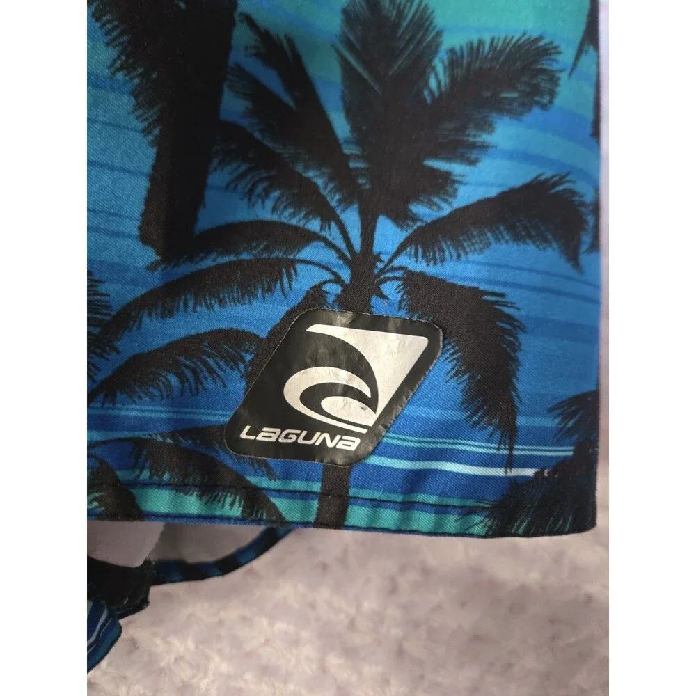 Laguna Palm Tree Print Mens Swim Trunks Size L