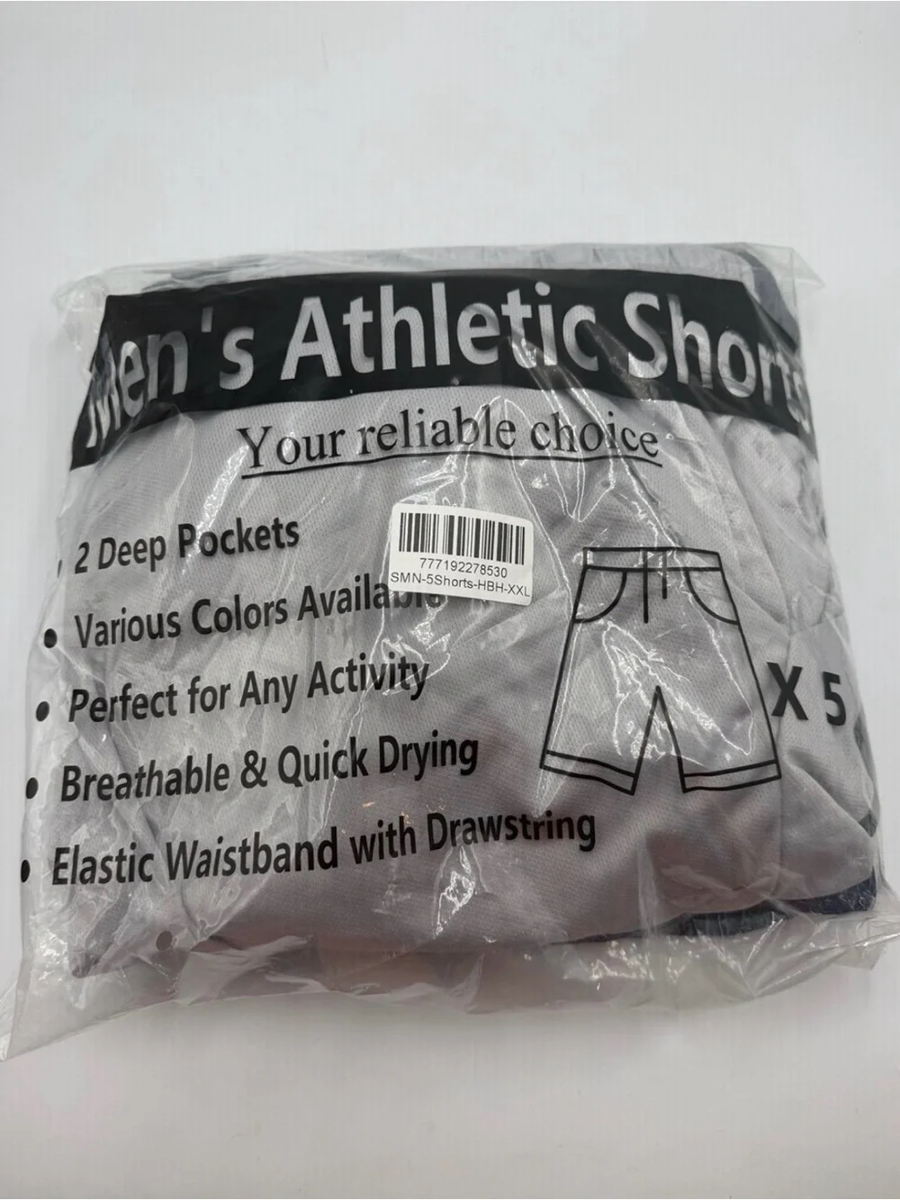 Men’s Athletic Gym Shorts Elastic Waist Moisture Wicking Pockets Size XXL NWT