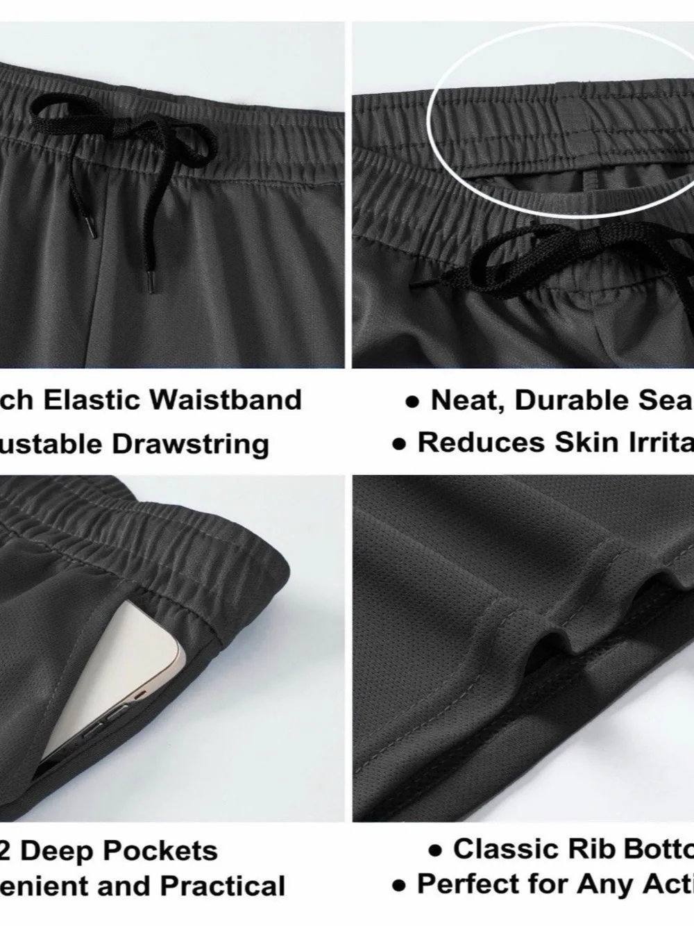 Men’s Athletic Gym Shorts Elastic Waist Moisture Wicking Pockets Size XXL NWT