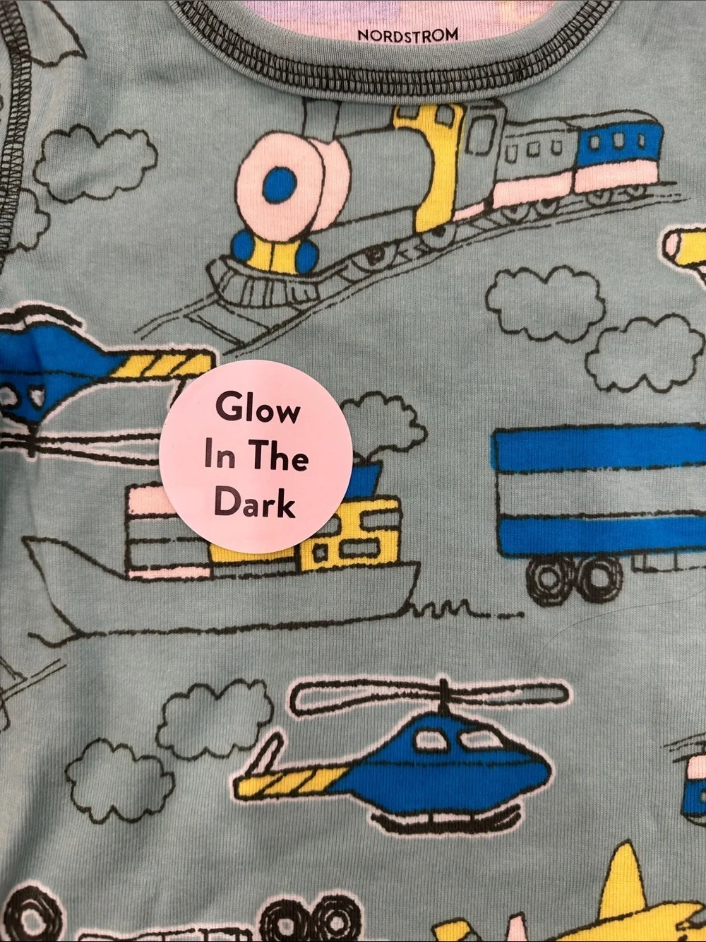Nordstrom Kids Glow in the Dark Transportation Pajama Top Size 3NWT