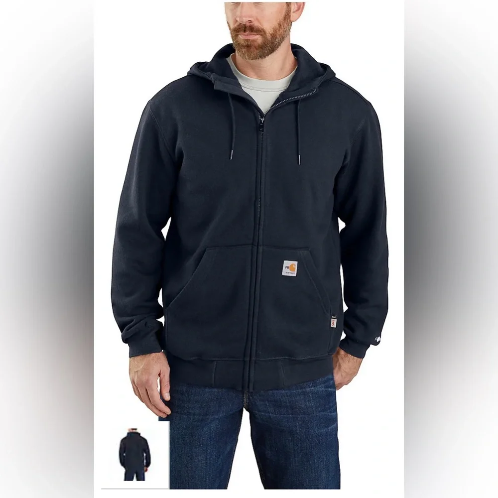 Flame-Resistant Carhartt Force Loose Fit Hooded Full Zip Sweatshirt Medium Tall