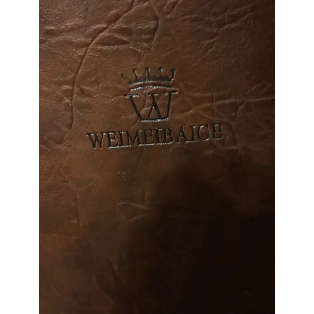 WEIMEIBAIGE Brown Leather Large Classy Chic Tote Handbag