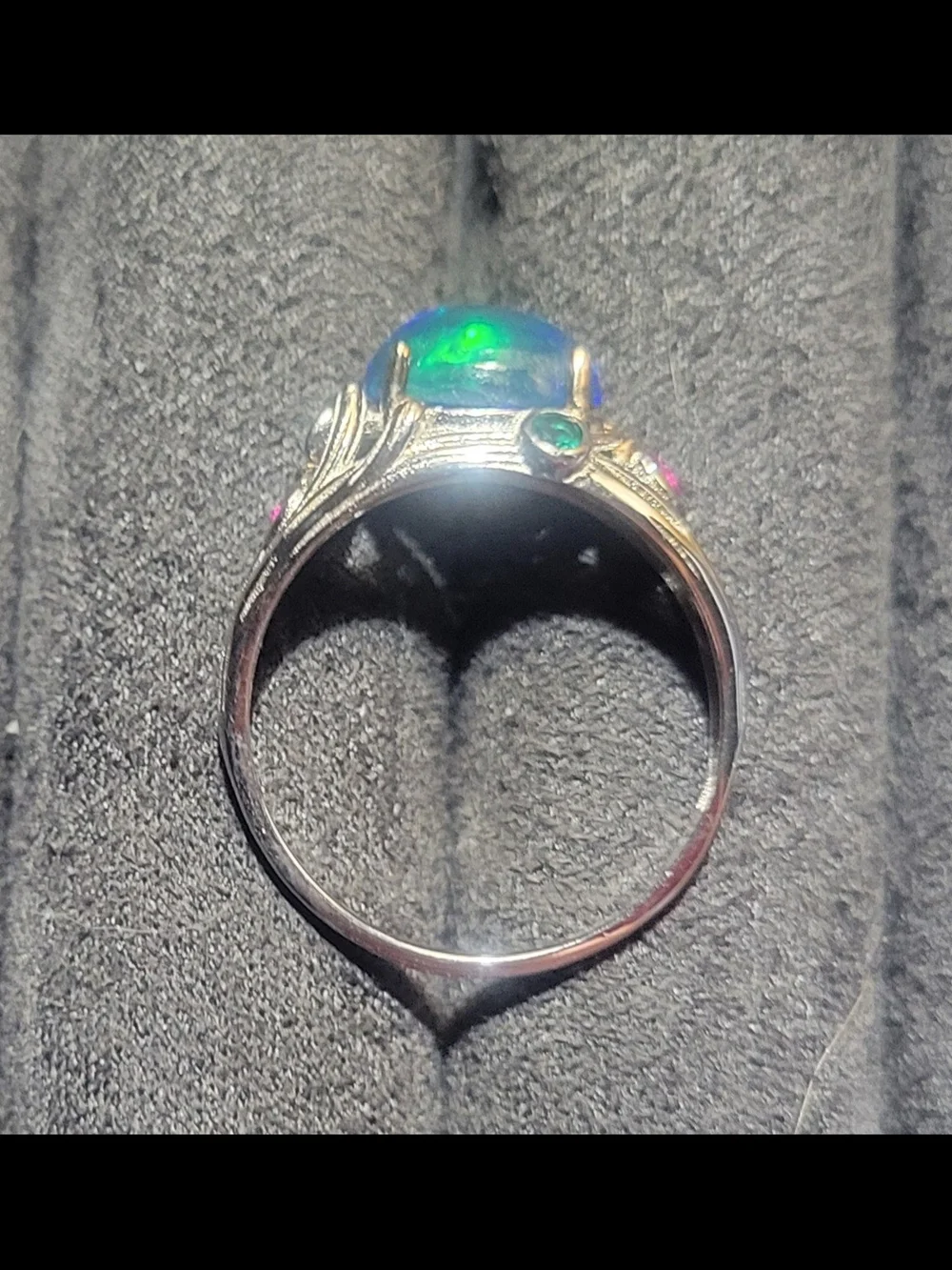 Sterling Silver Black Ethiopian Opal Cabochon Ring Size 7.5