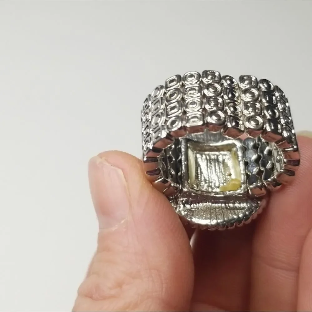 Vintage Silver peridot morganite stretch ring