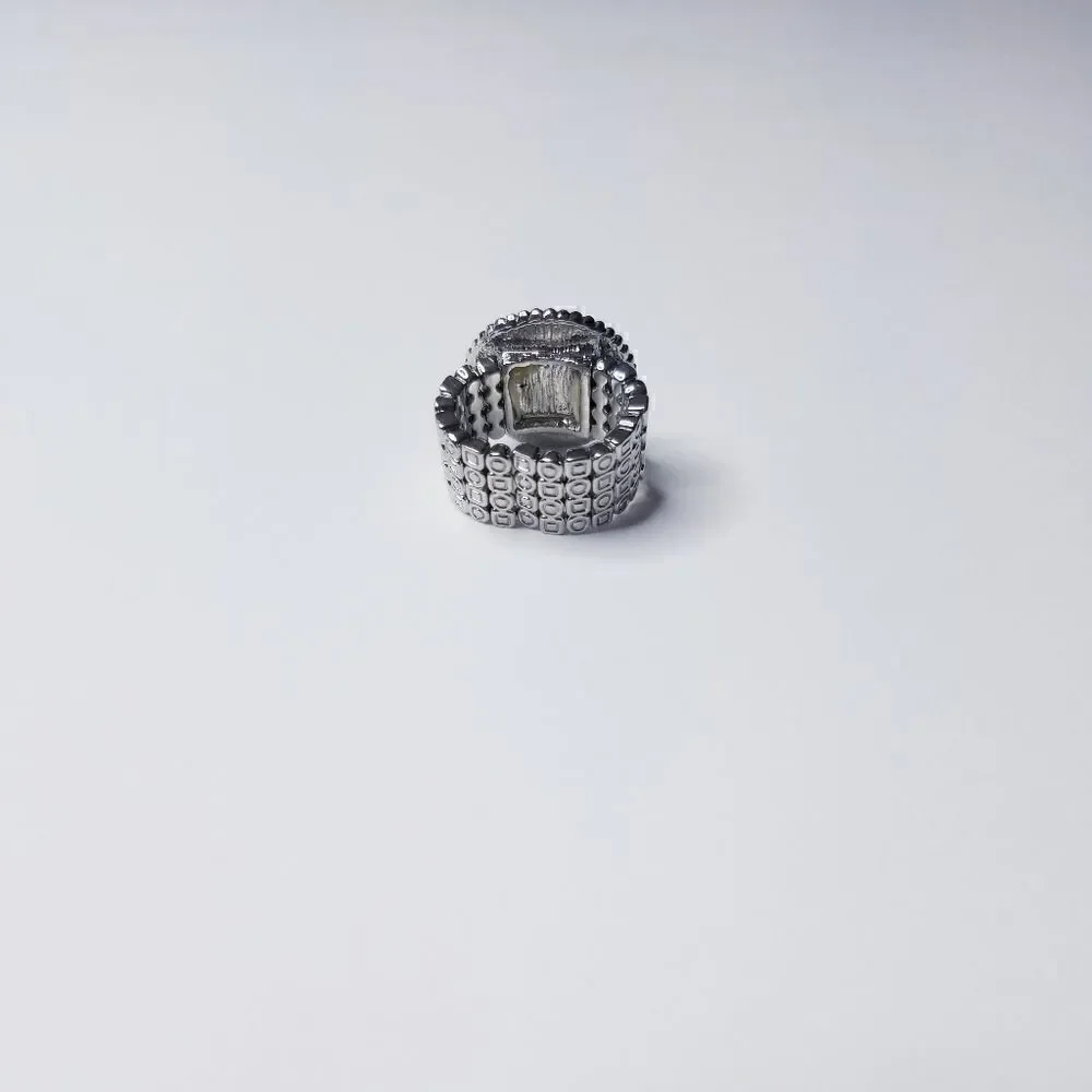 Vintage Silver peridot morganite stretch ring